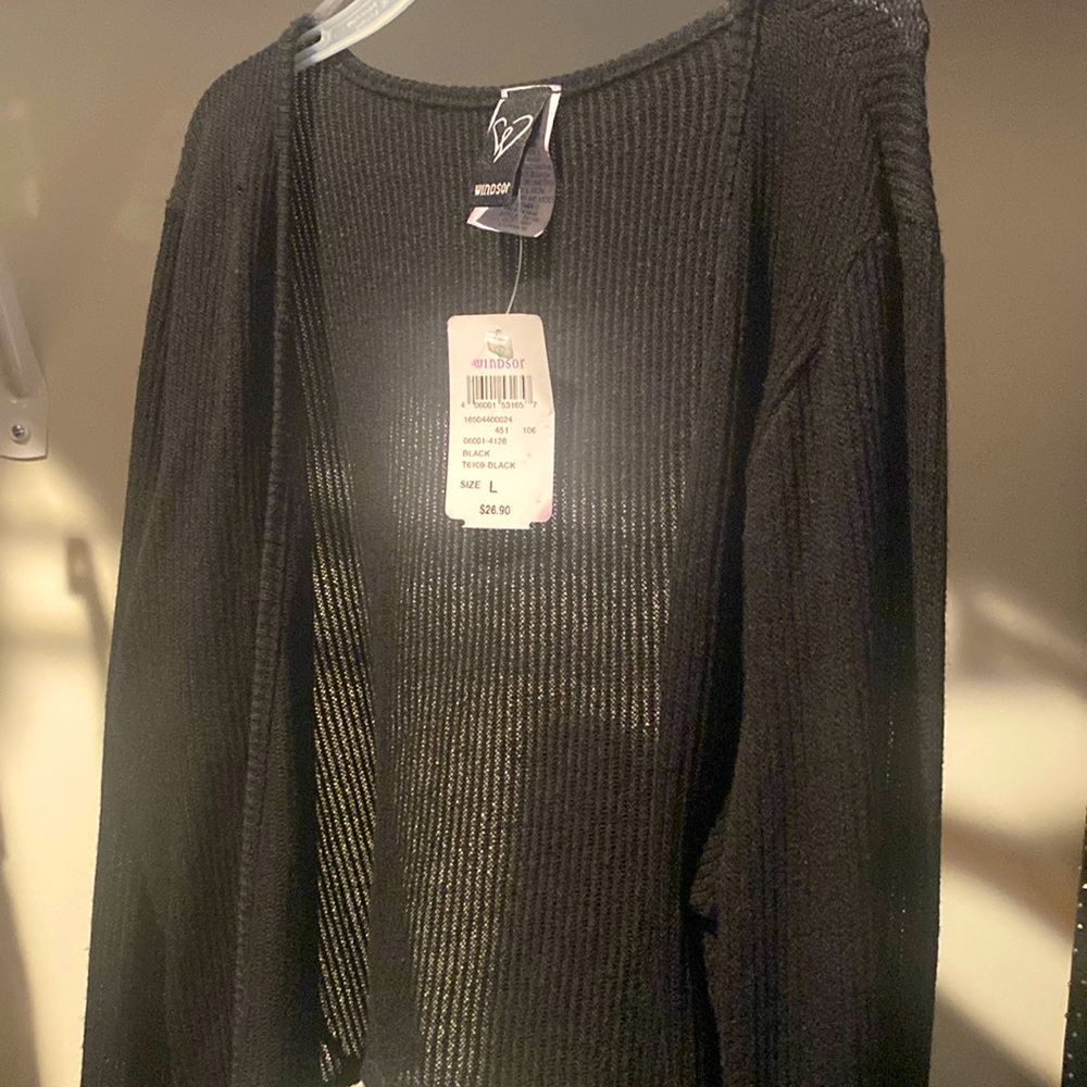 Black ribbed wrap top